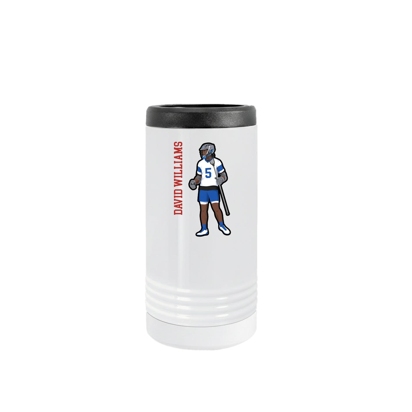 Slim Beverage Holder — Name Vertical in White