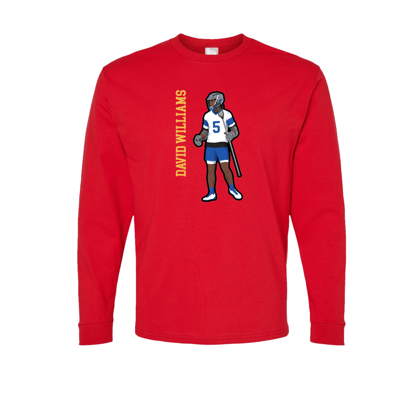 Long Sleeve Tee — Name Vertical in Red