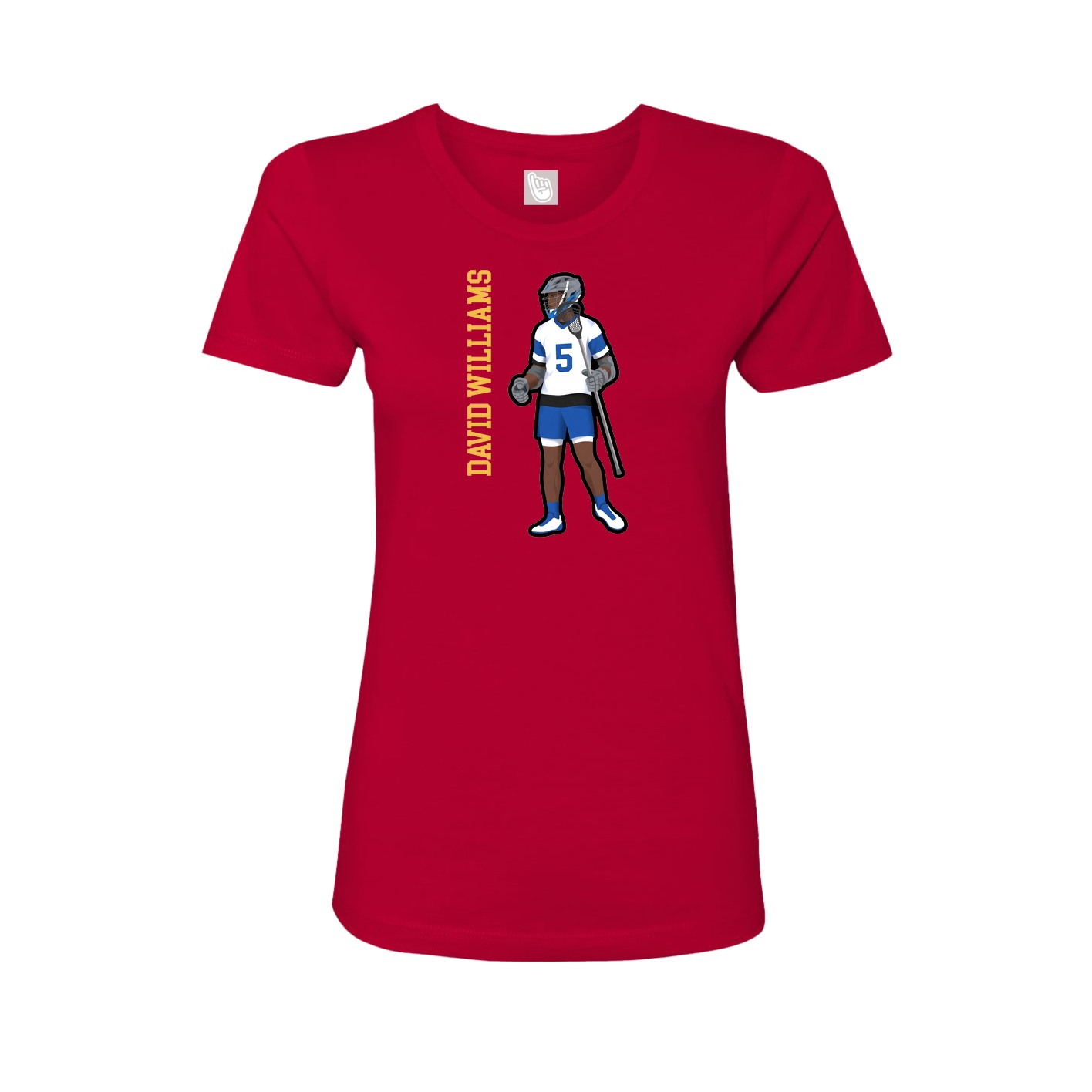 Fitted Women's Tee — Name Vertical in Red