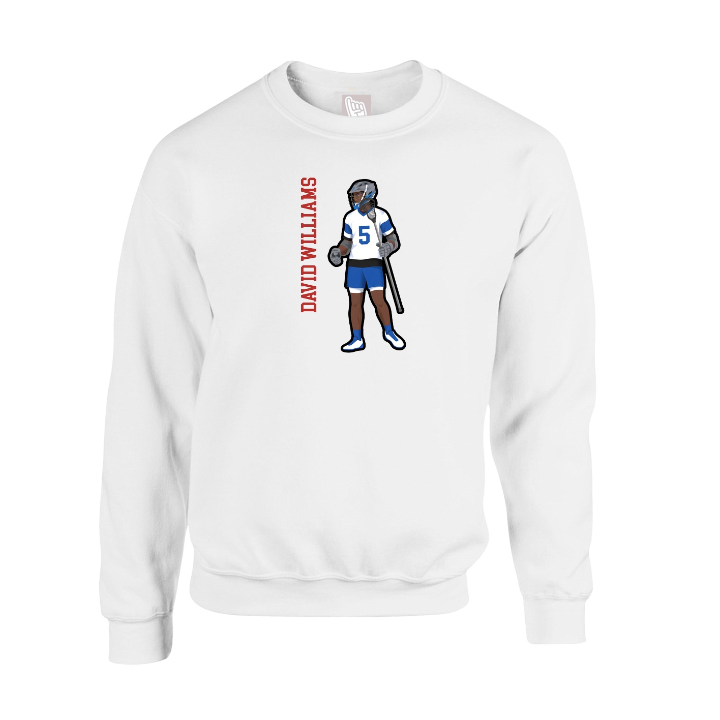 Fleece Crew — Name Vertical in White