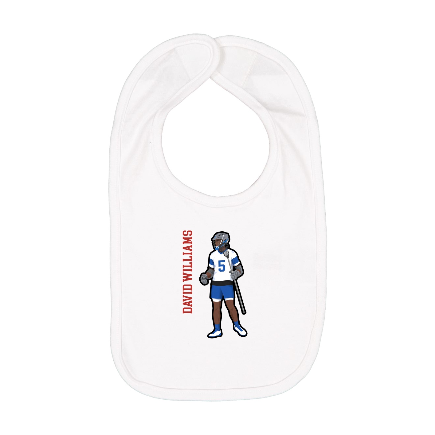 Infant Bib — Name Vertical in White