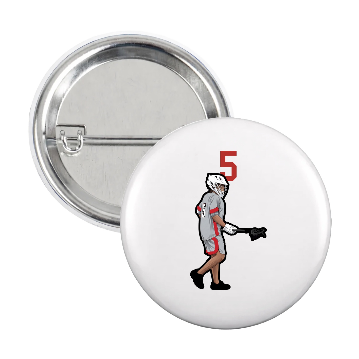 Game Day Button — Number Top in White