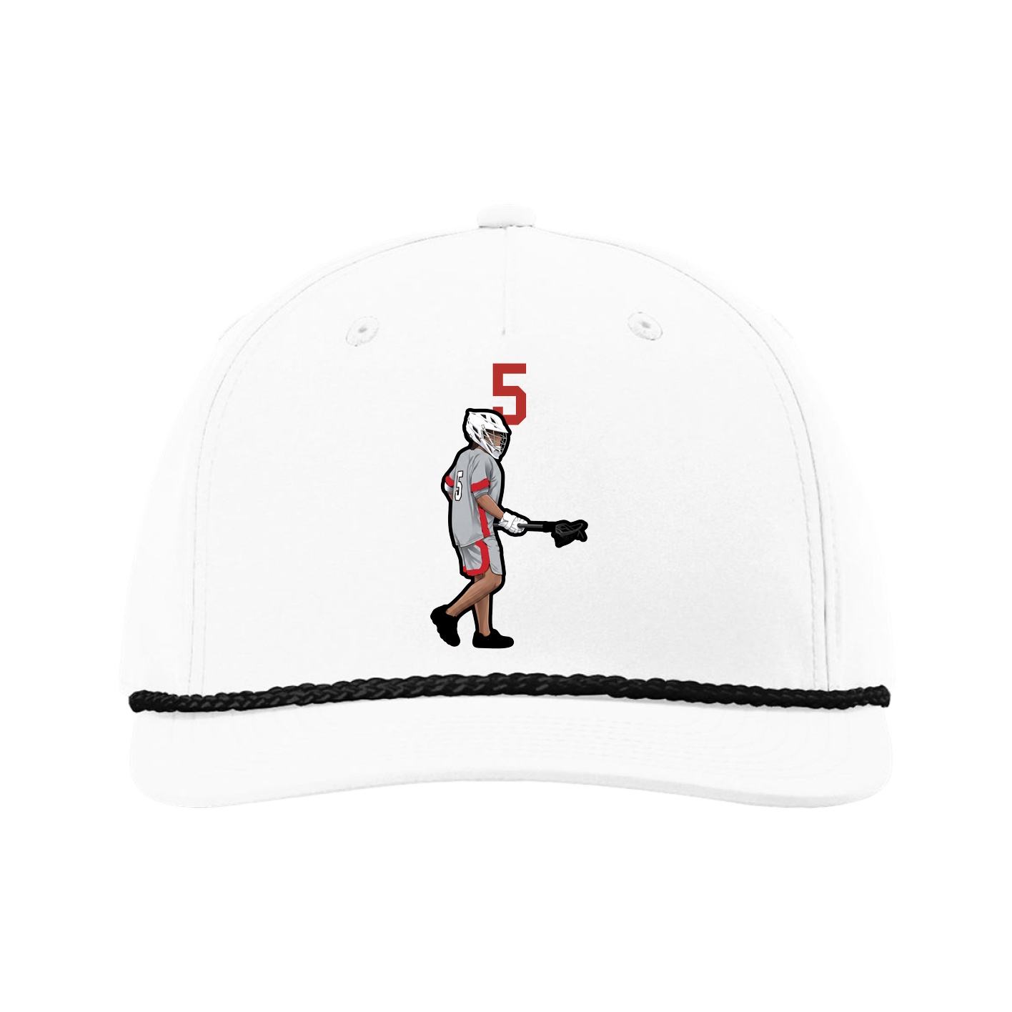 Five-Panel Classic Rope Cap — Number Top in White