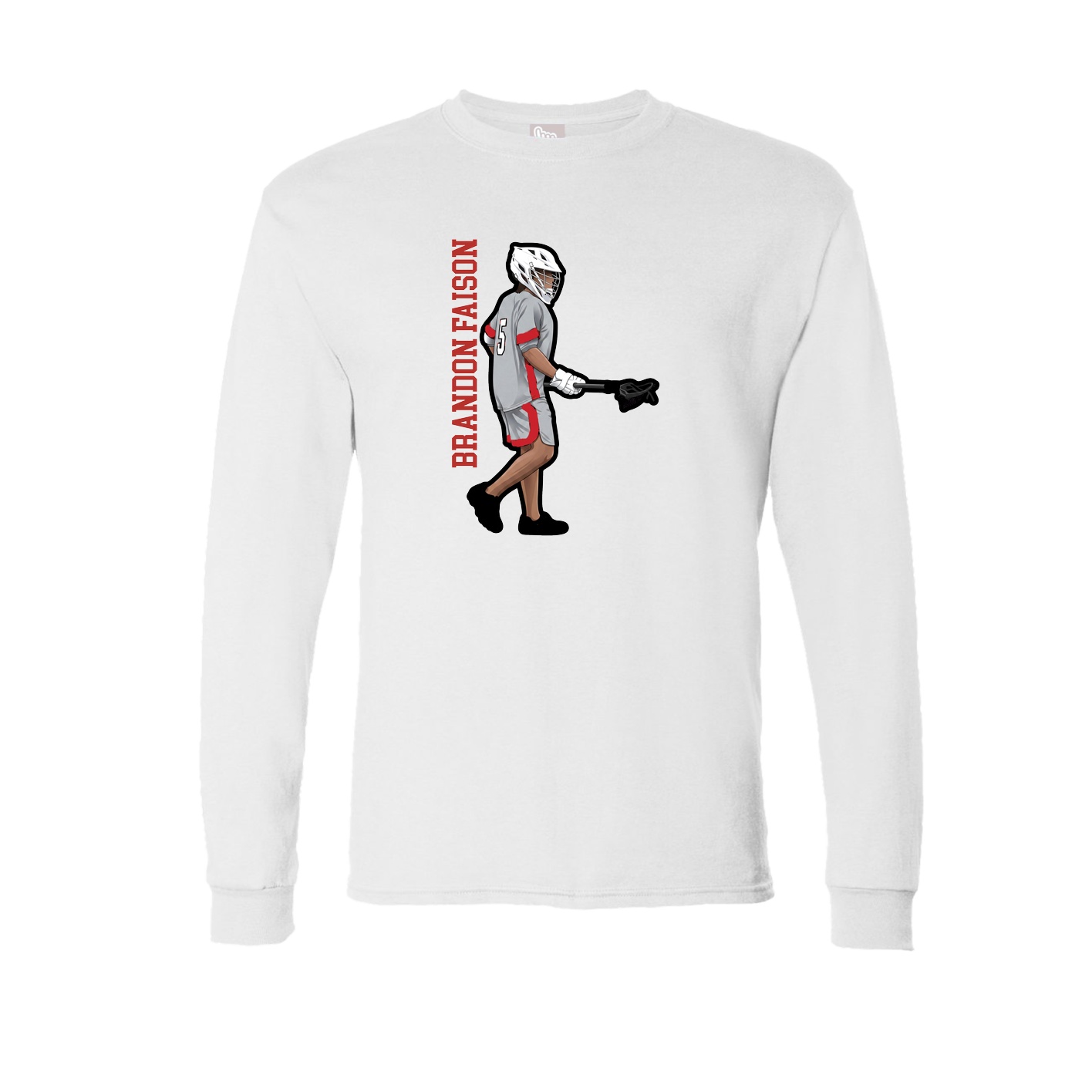 Long Sleeve Tee — Name Vertical in White