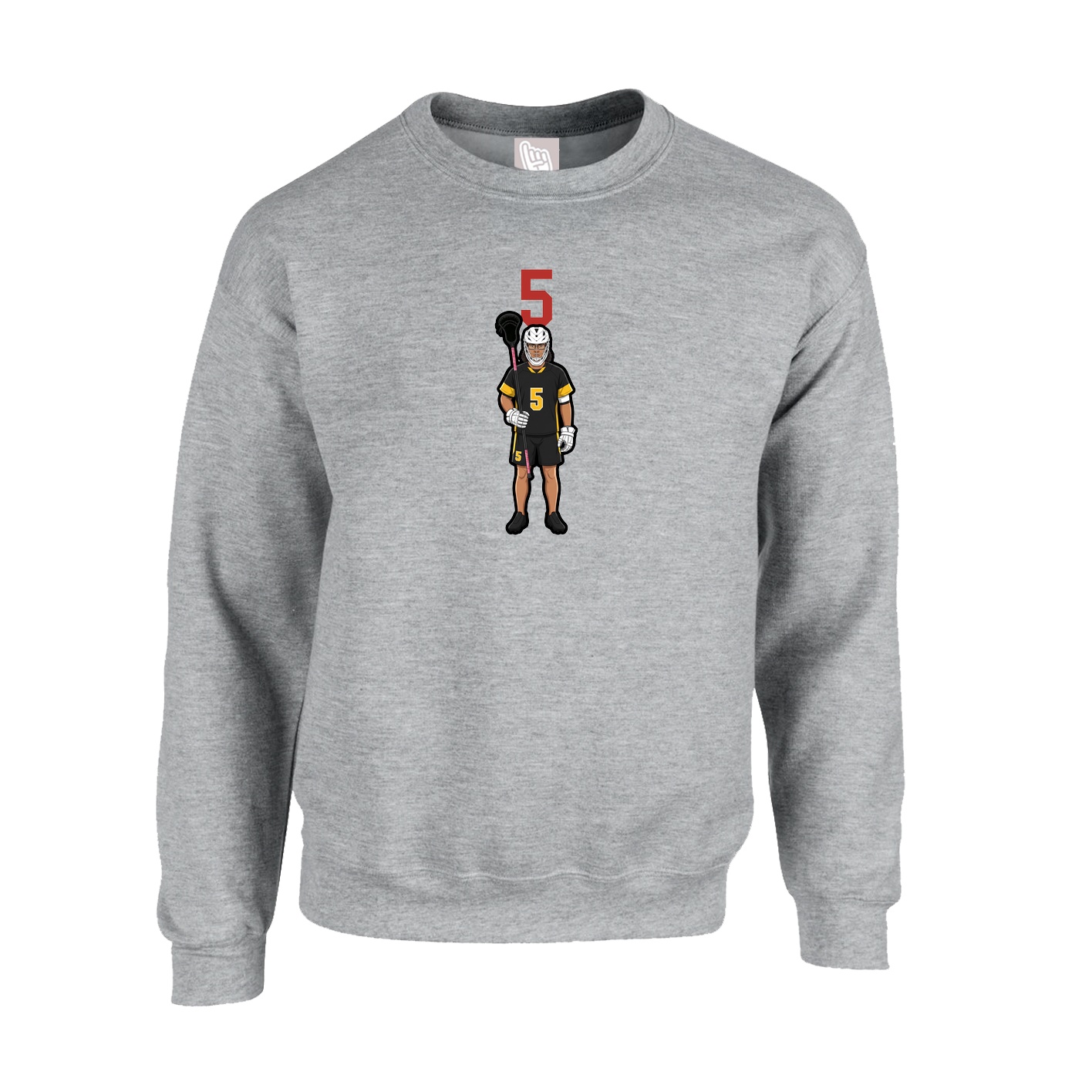 Fleece Crew — Number Top in Grey