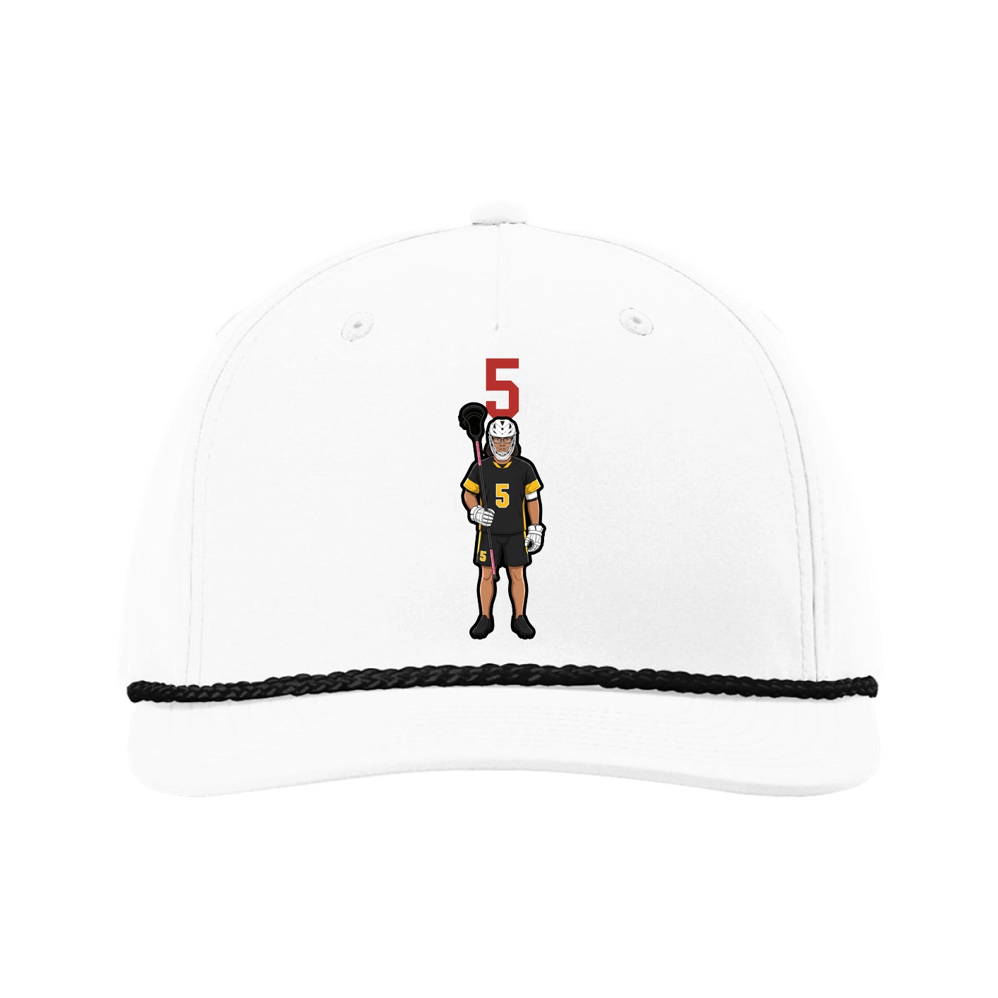 Five-Panel Classic Rope Cap — Number Top in White
