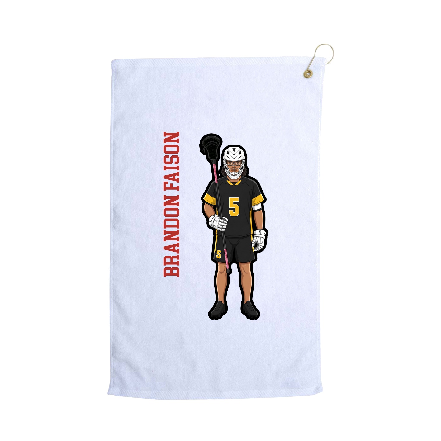 Golf Towel — Name Vertical in White