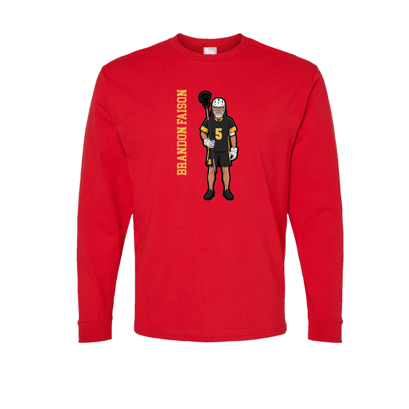 Long Sleeve Tee — Name Vertical in Red