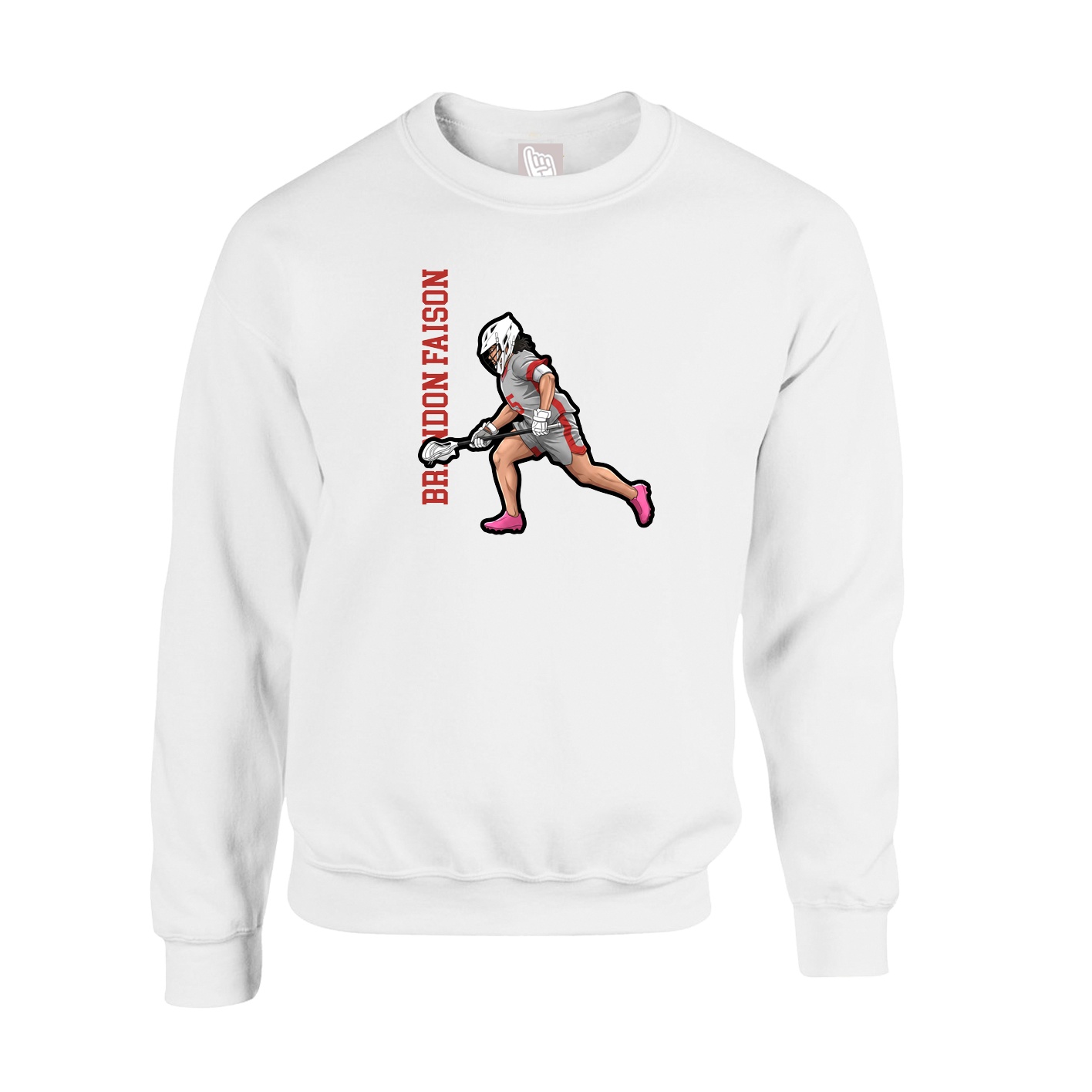 Fleece Crew — Name Vertical in White
