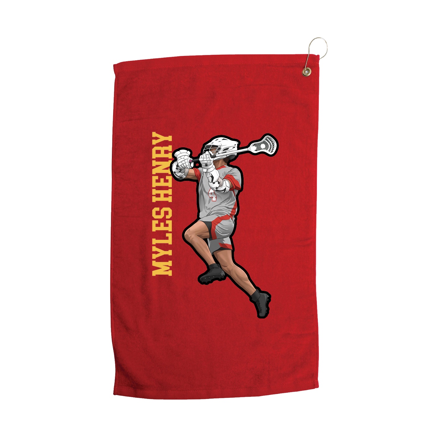 Golf Towel — Name Vertical in Red