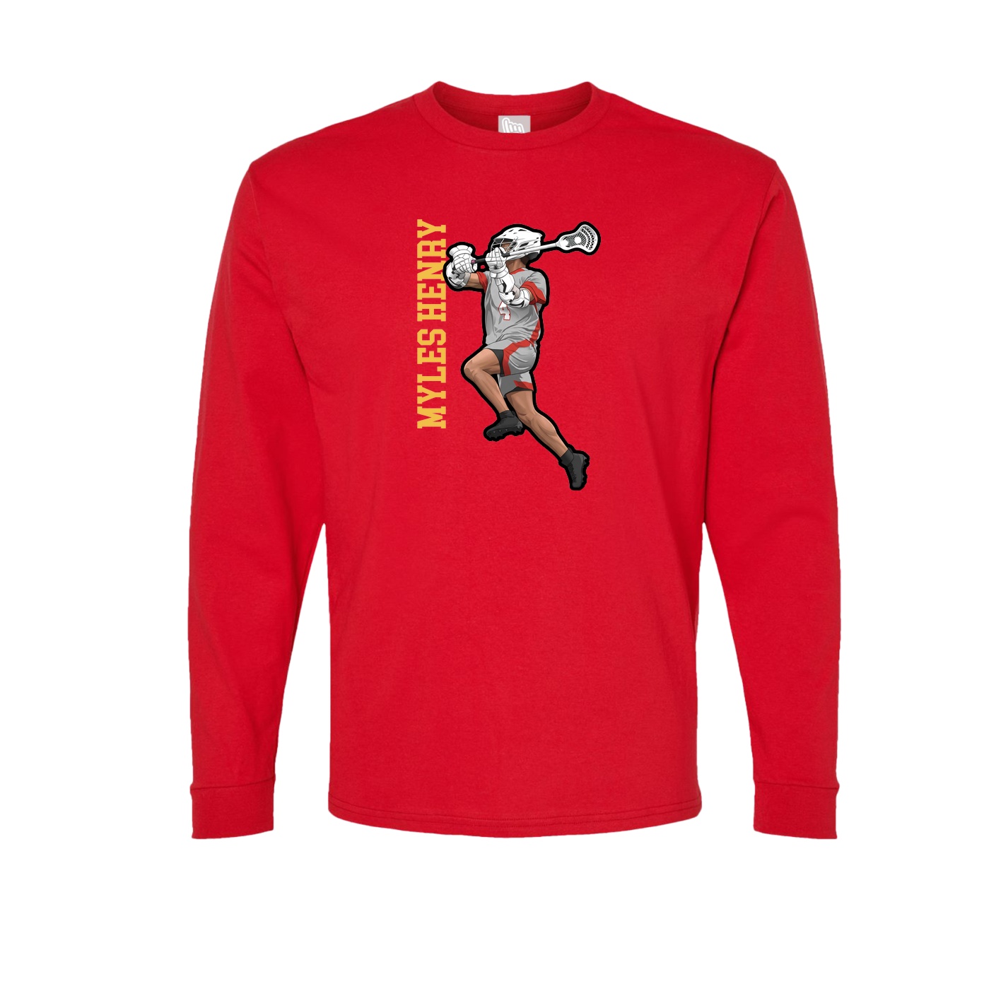 Long Sleeve Tee — Name Vertical in Red