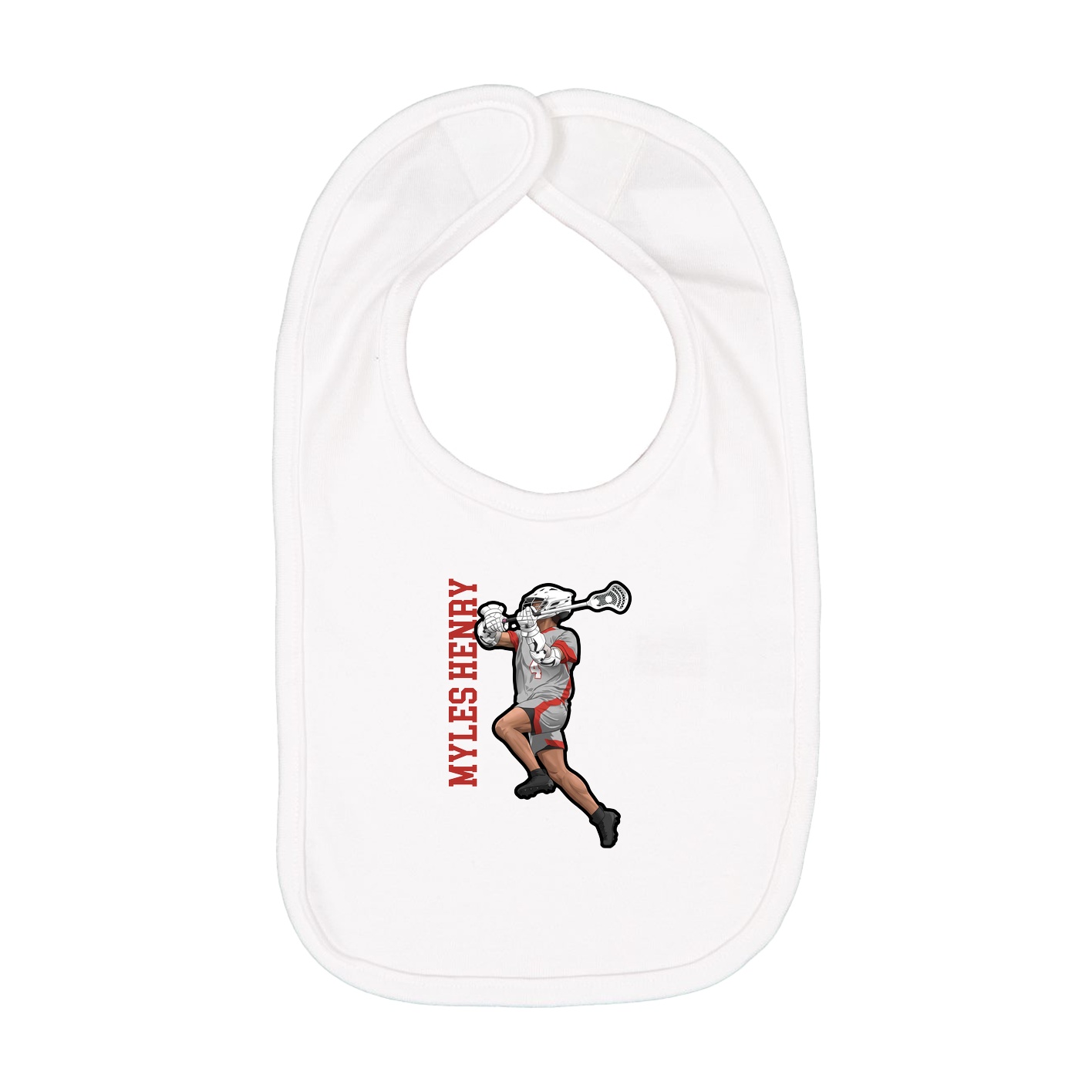 Infant Bib — Name Vertical in White