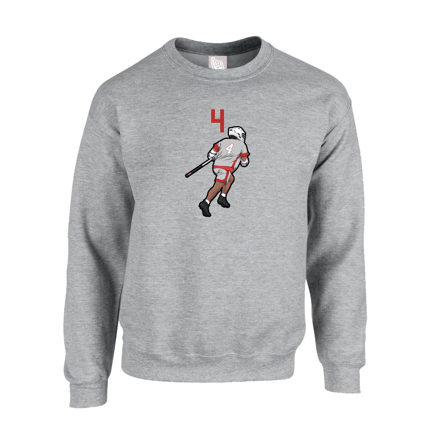 Fleece Crew — Number Top in Grey