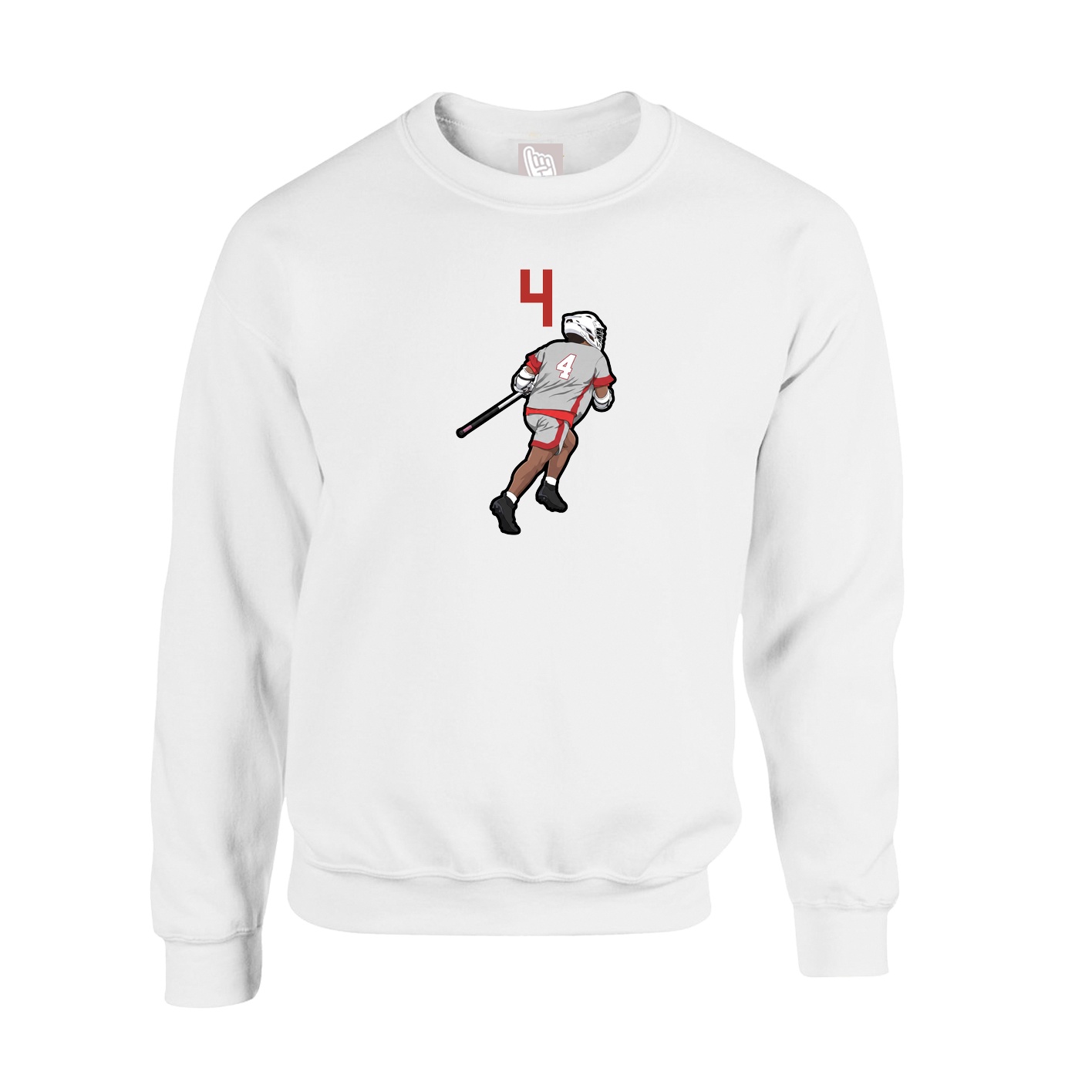 Fleece Crew — Number Top in White