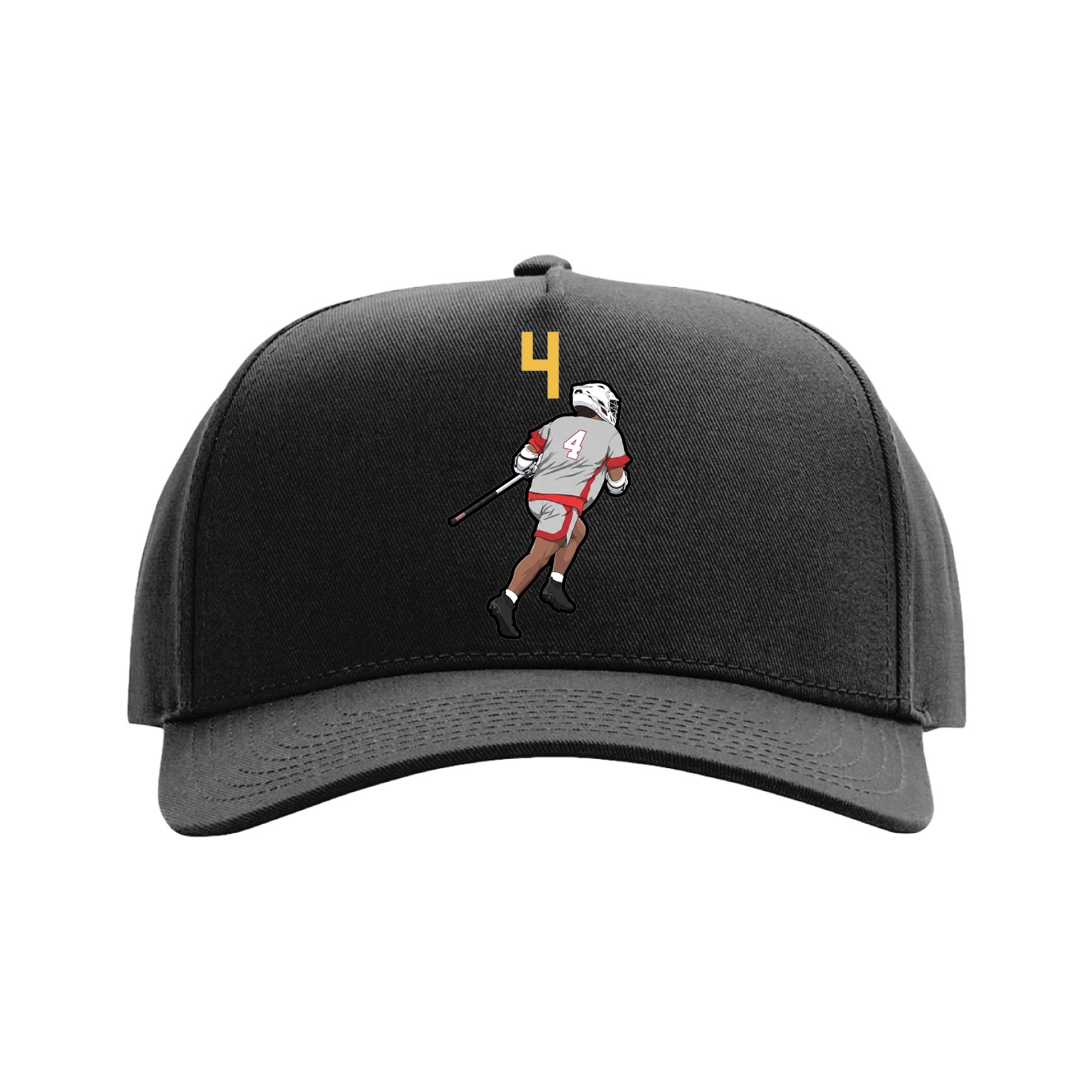 Full Fabric Five-Panel Champ Cap — Number Top in Black
