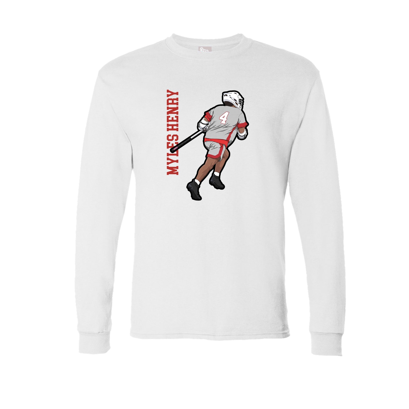 Long Sleeve Tee — Name Vertical in White