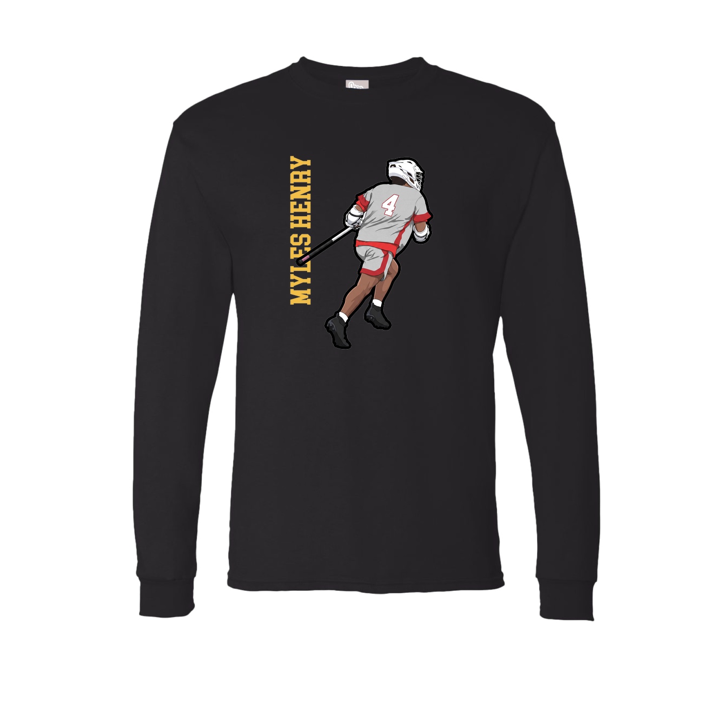 Long Sleeve Tee — Name Vertical in Black