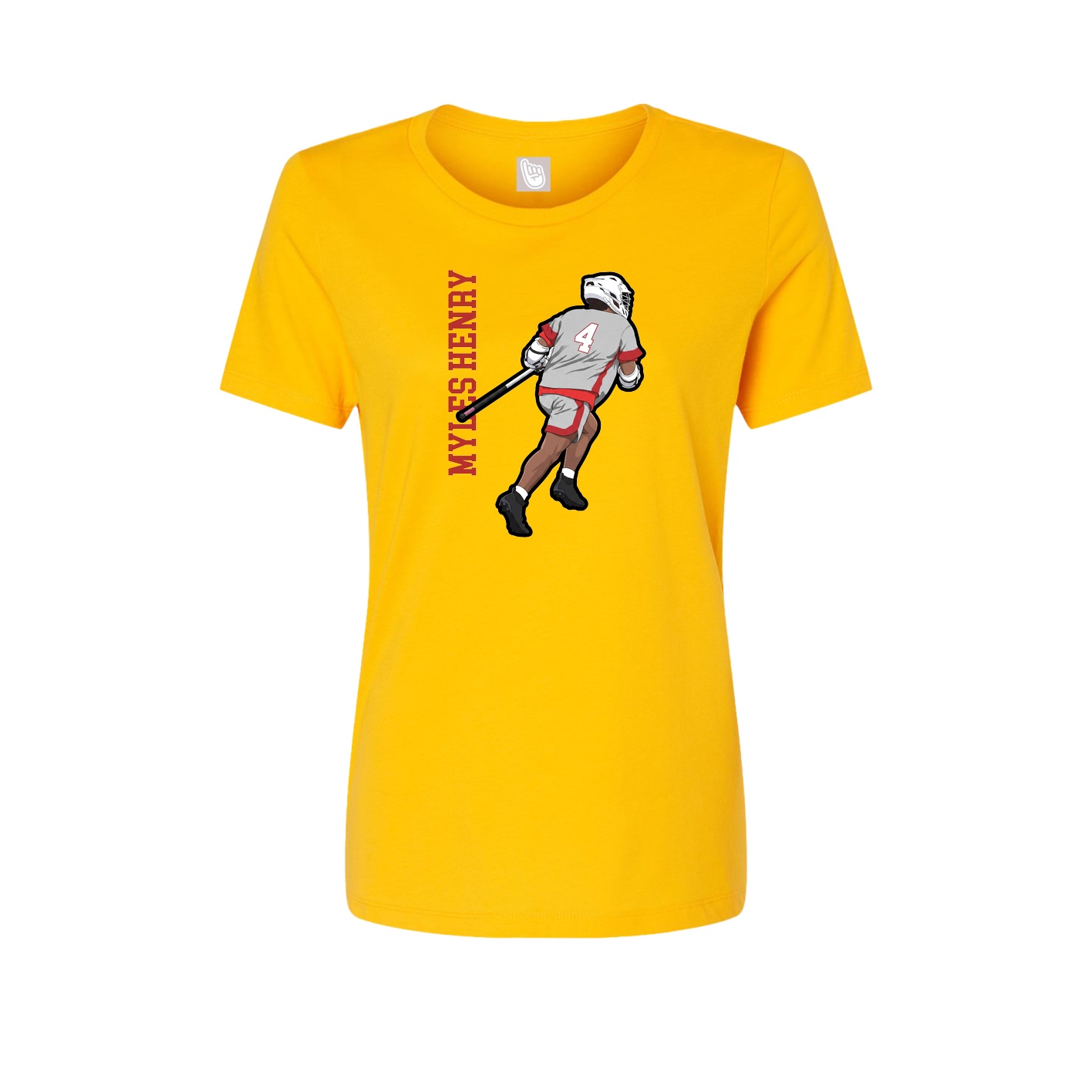 Fitted Women's Tee — Name Vertical in Gold