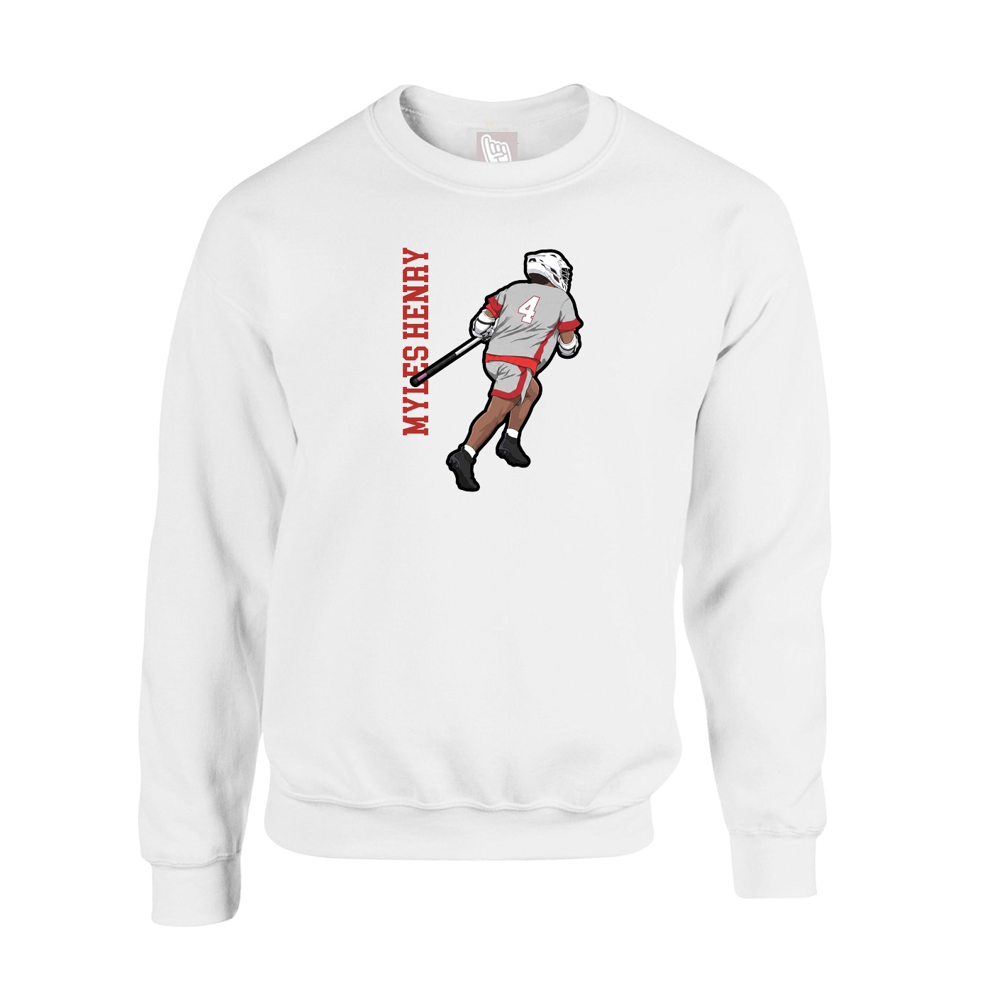 Fleece Crew — Name Vertical in White
