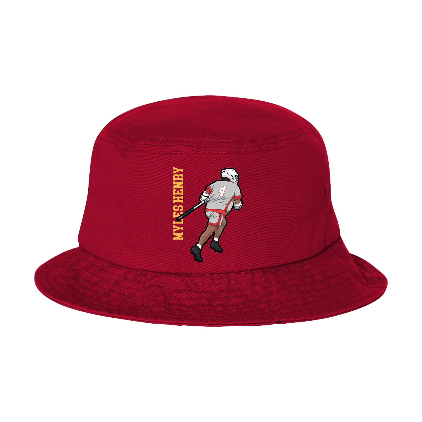 Bucket Cap — Name Vertical in Red
