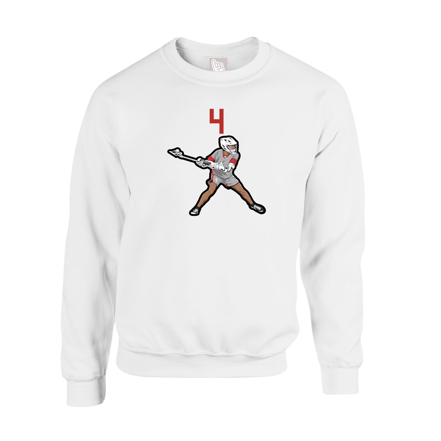 Fleece Crew — Number Top in White