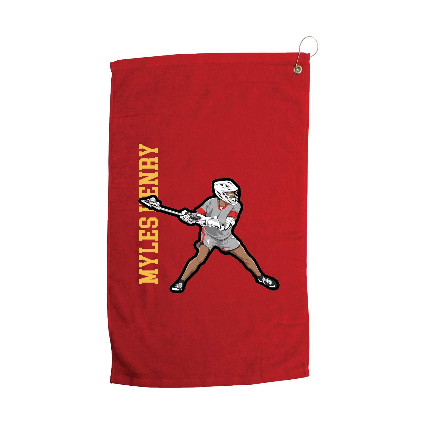 Golf Towel — Name Vertical in Red