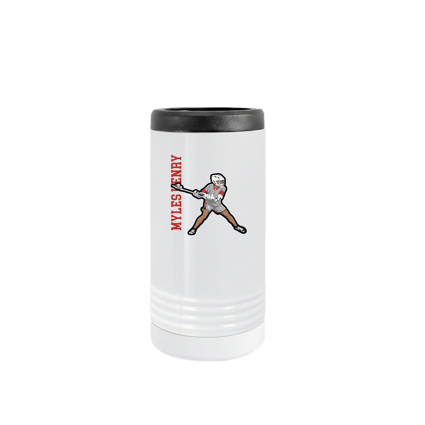 Slim Beverage Holder — Name Vertical in White