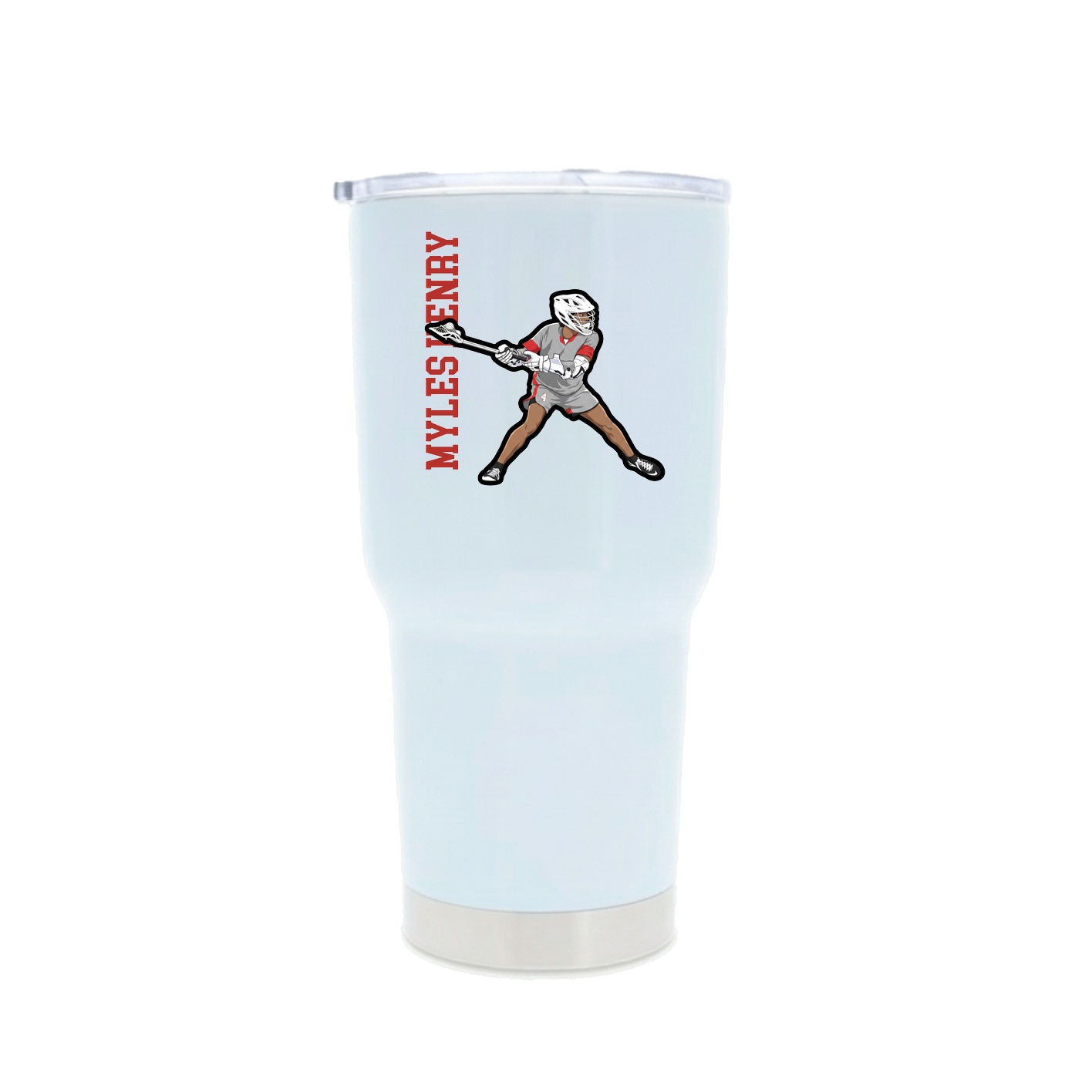 30oz Stainless Steel Tumbler — Name Vertical in White
