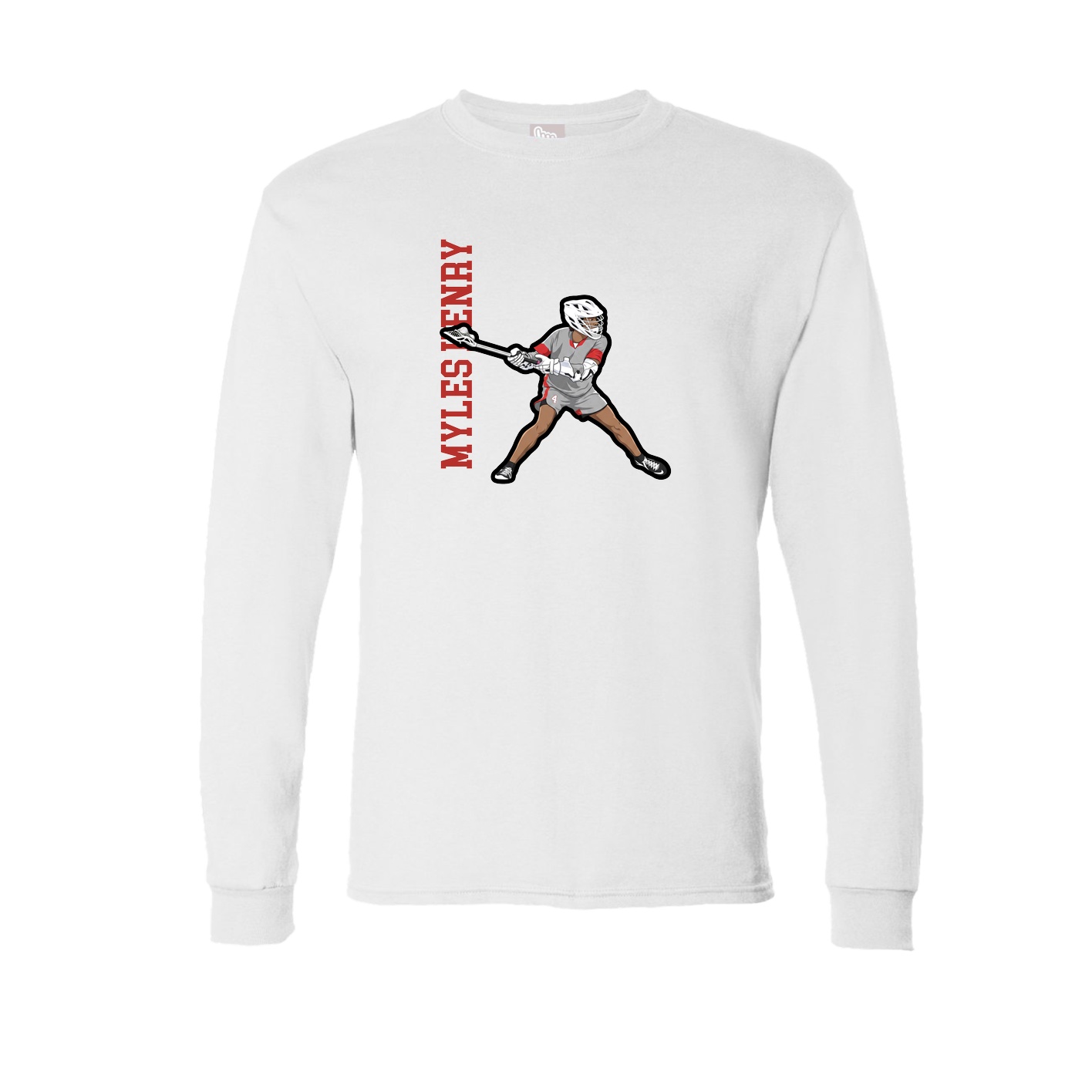 Long Sleeve Tee — Name Vertical in White
