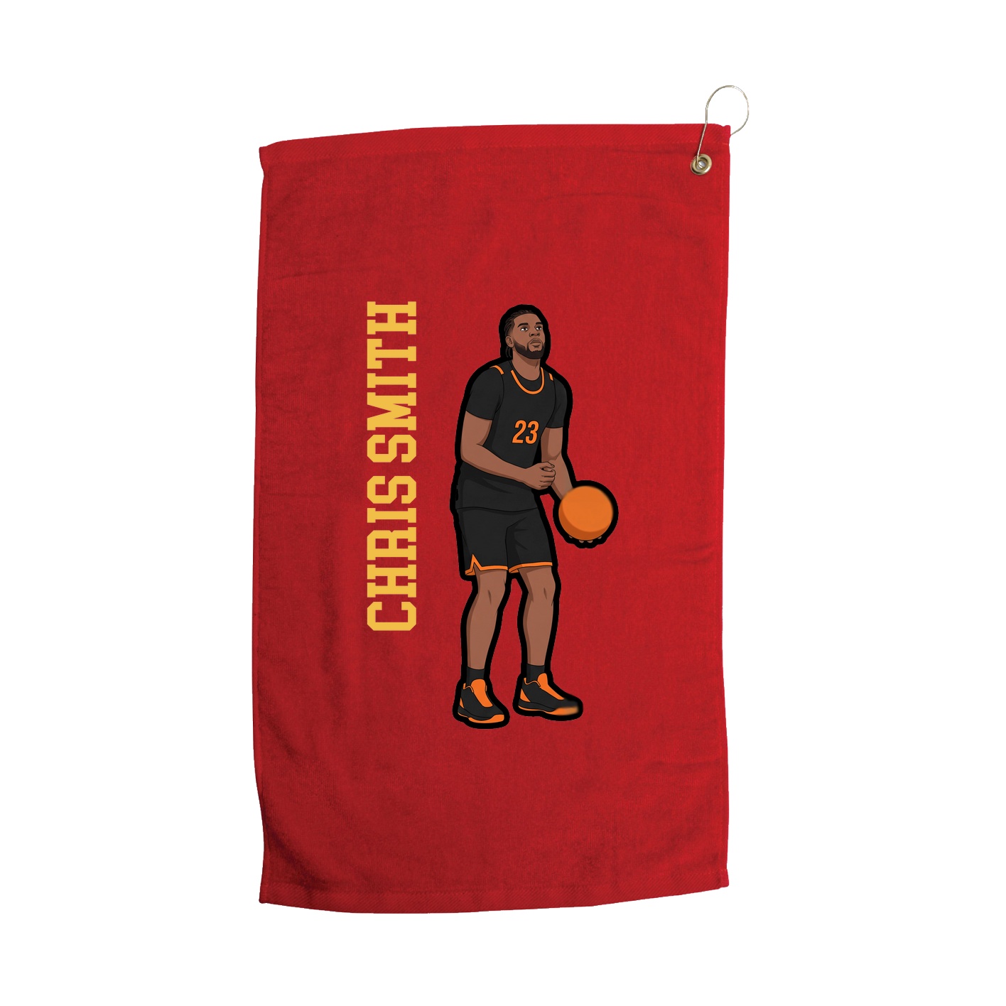 Golf Towel — Name Vertical in Red