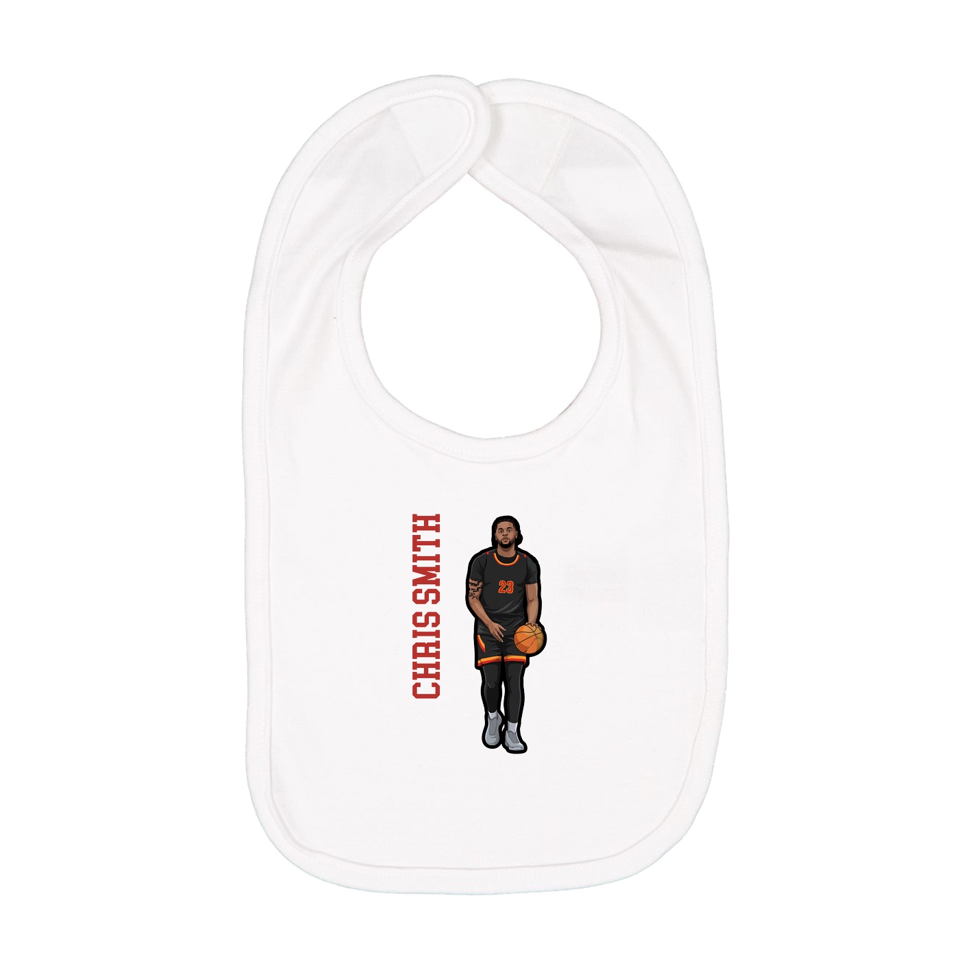 Infant Bib — Name Vertical in White