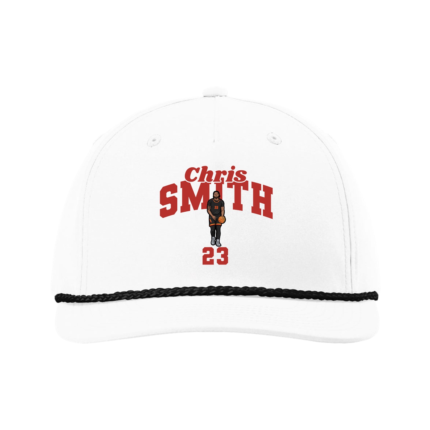 Five-Panel Classic Rope Cap — Signature Arch in White