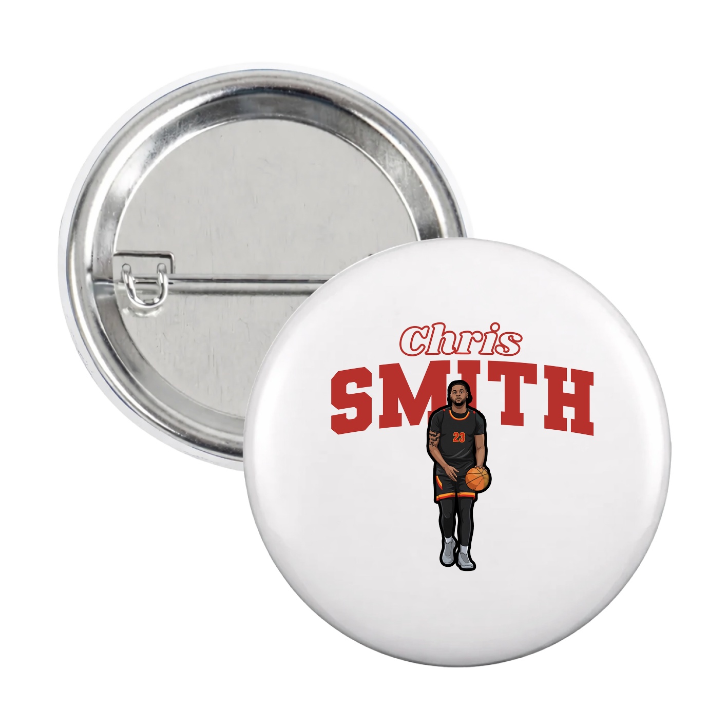 Game Day Button — Name Arch in White