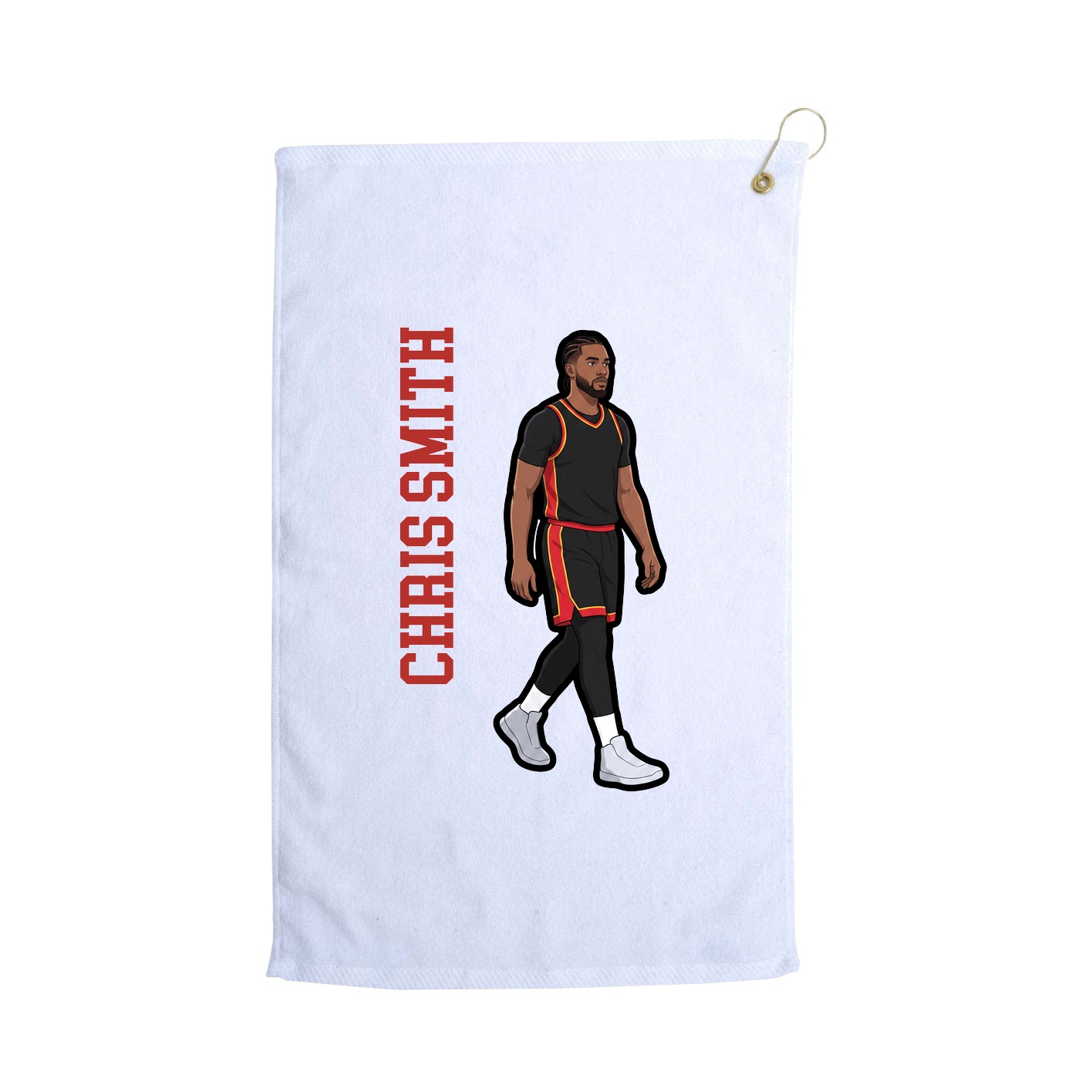 Golf Towel — Name Vertical in White