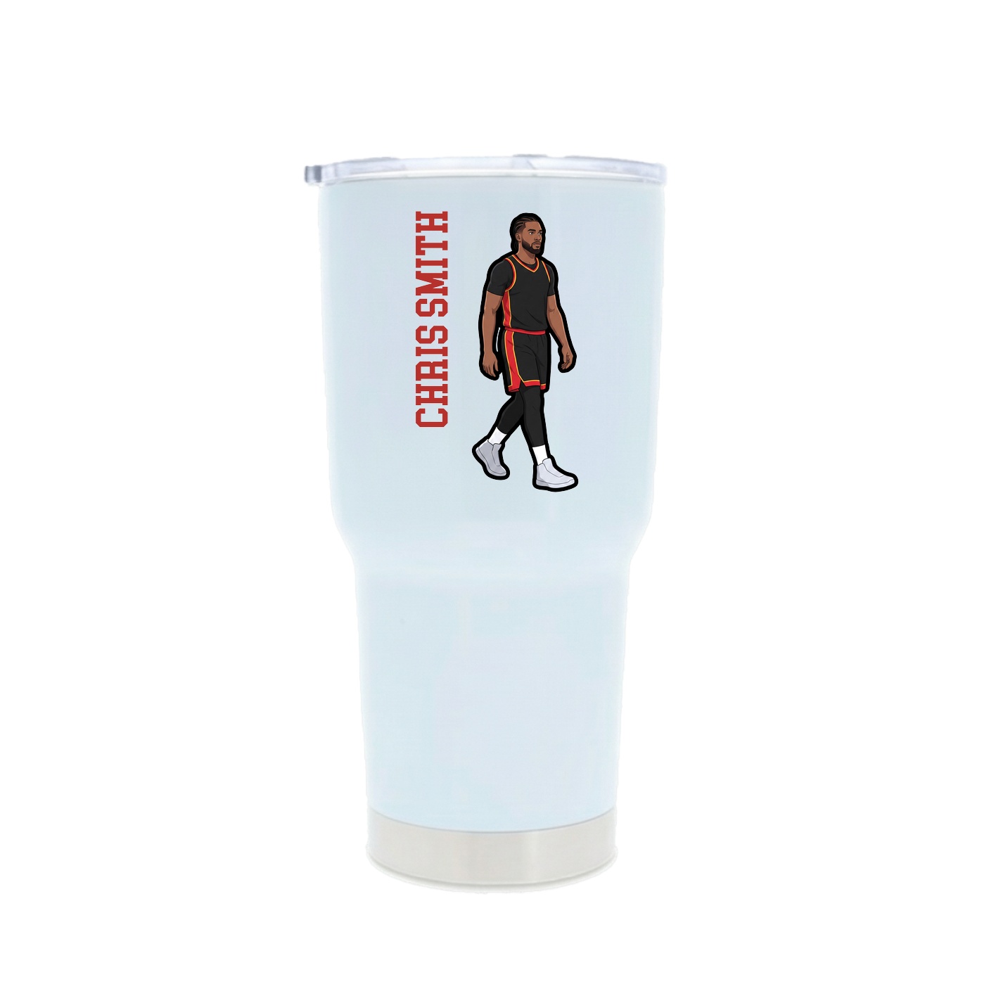 30oz Stainless Steel Tumbler — Name Vertical in White