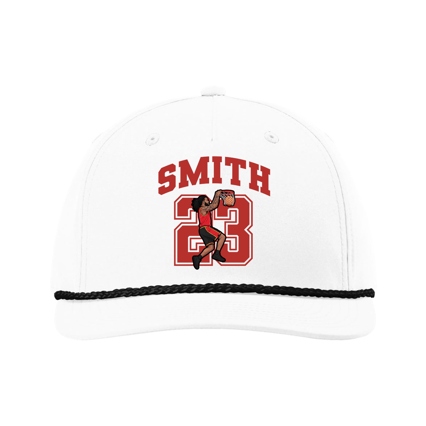 Five-Panel Classic Rope Cap — Number in White