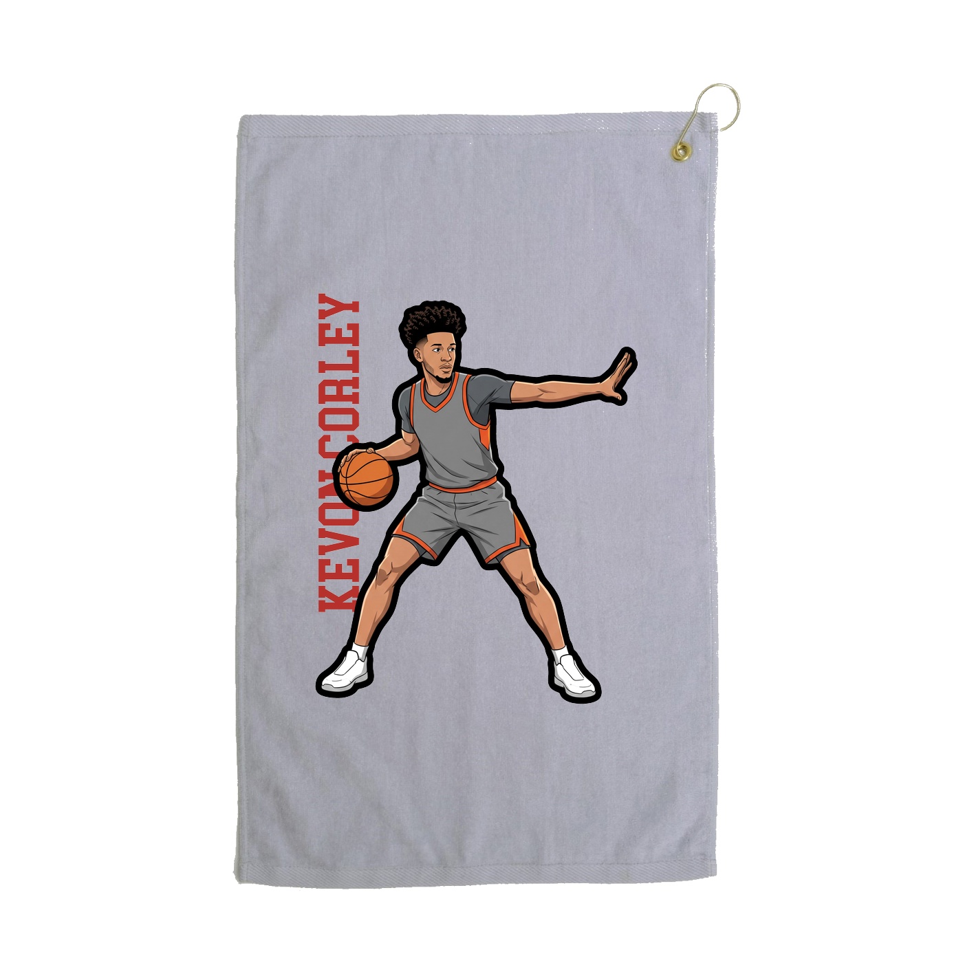 Golf Towel — Name Vertical in Grey