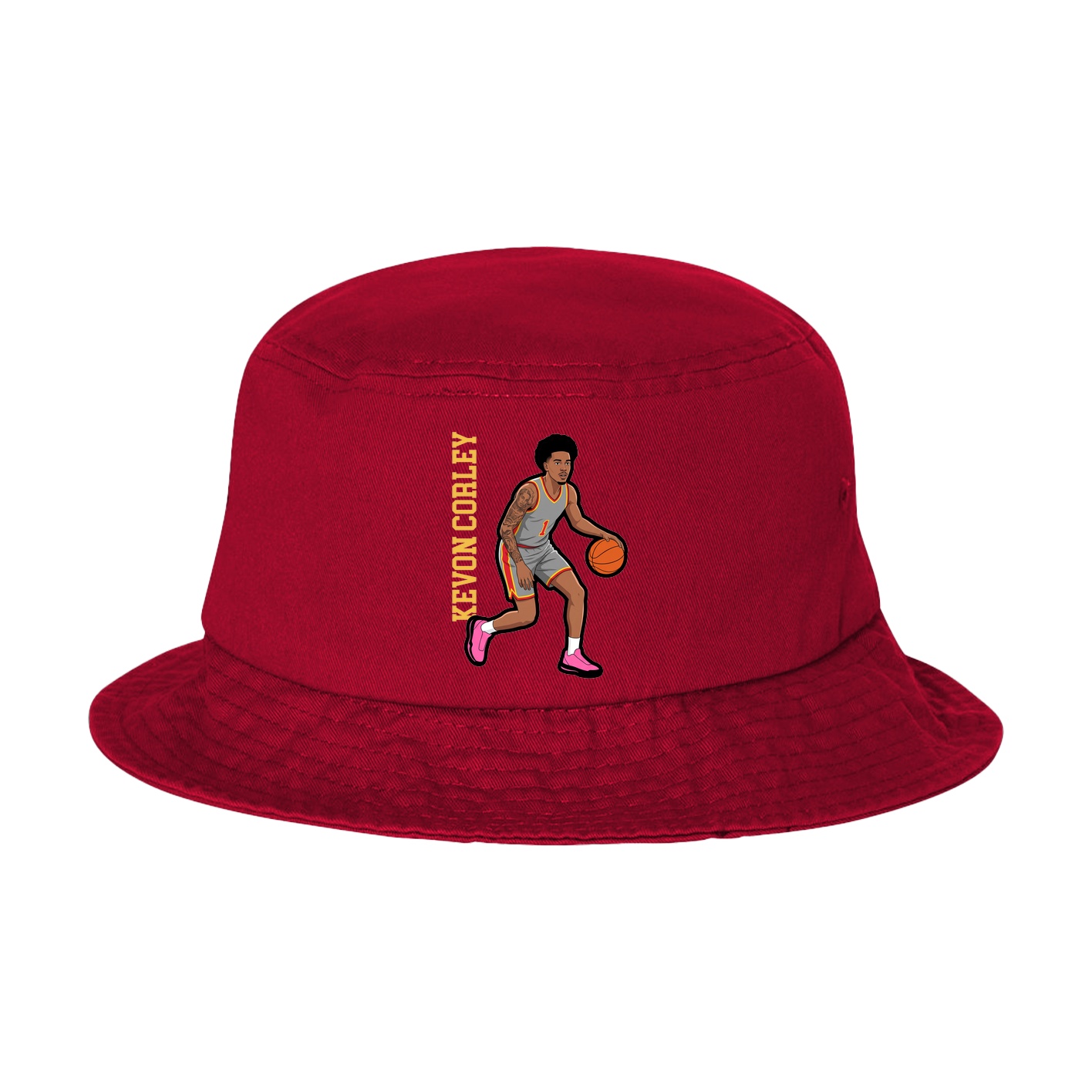 Bucket Cap — Name Vertical in Red