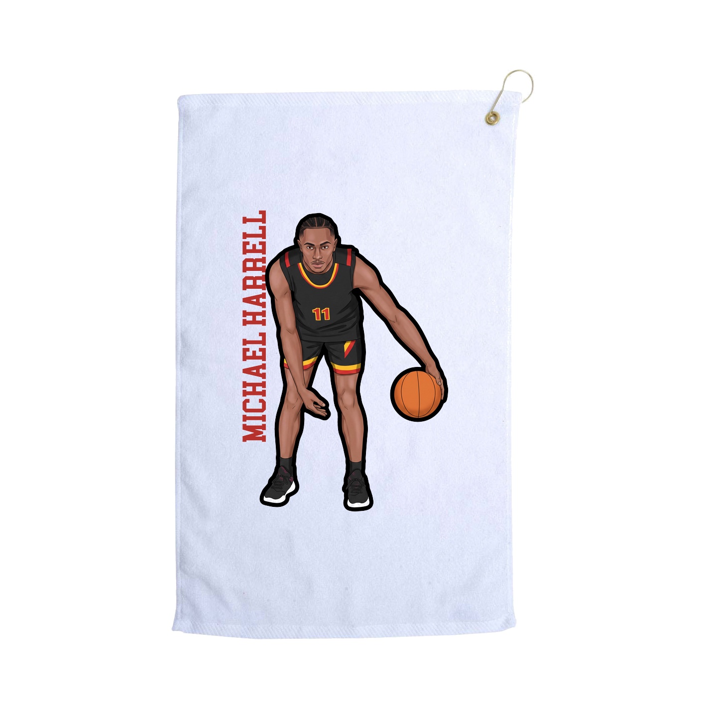 Golf Towel — Name Vertical in White