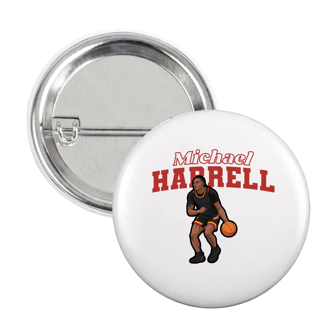 Game Day Button — Name Arch in White