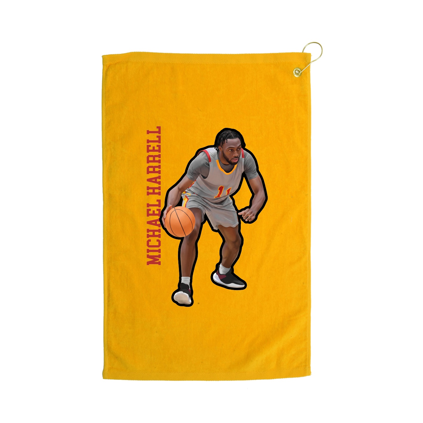 Golf Towel — Name Vertical in Gold
