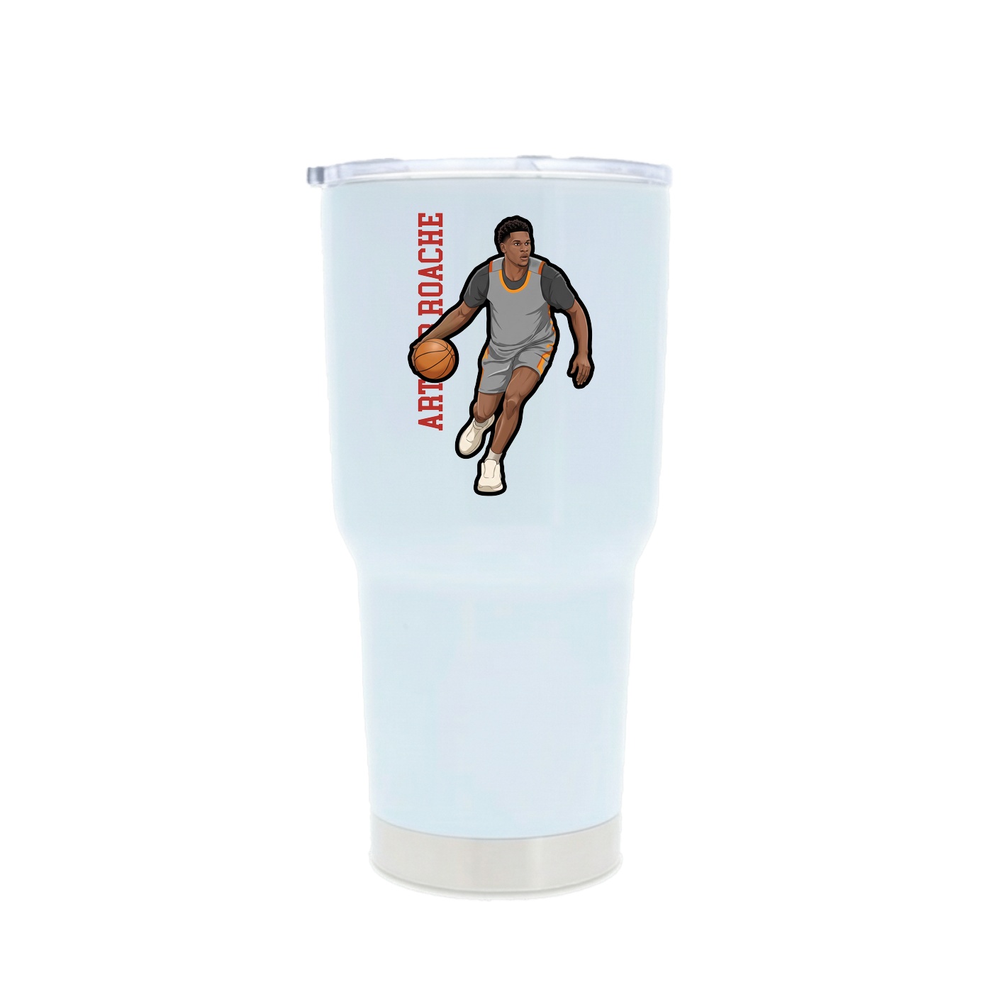 30oz Stainless Steel Tumbler — Name Vertical in White