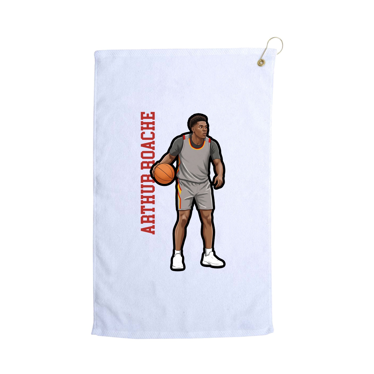 Golf Towel — Name Vertical in White