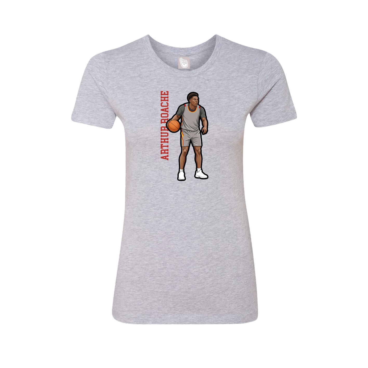 Fitted Women's Tee — Name Vertical in Grey