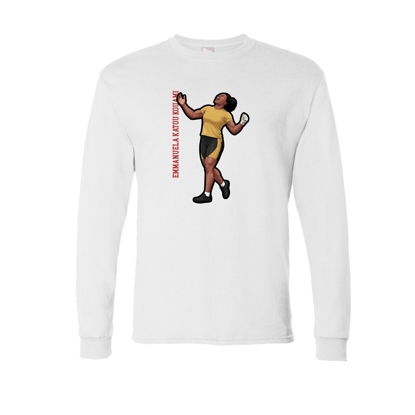 Long Sleeve Tee — Name Vertical in White
