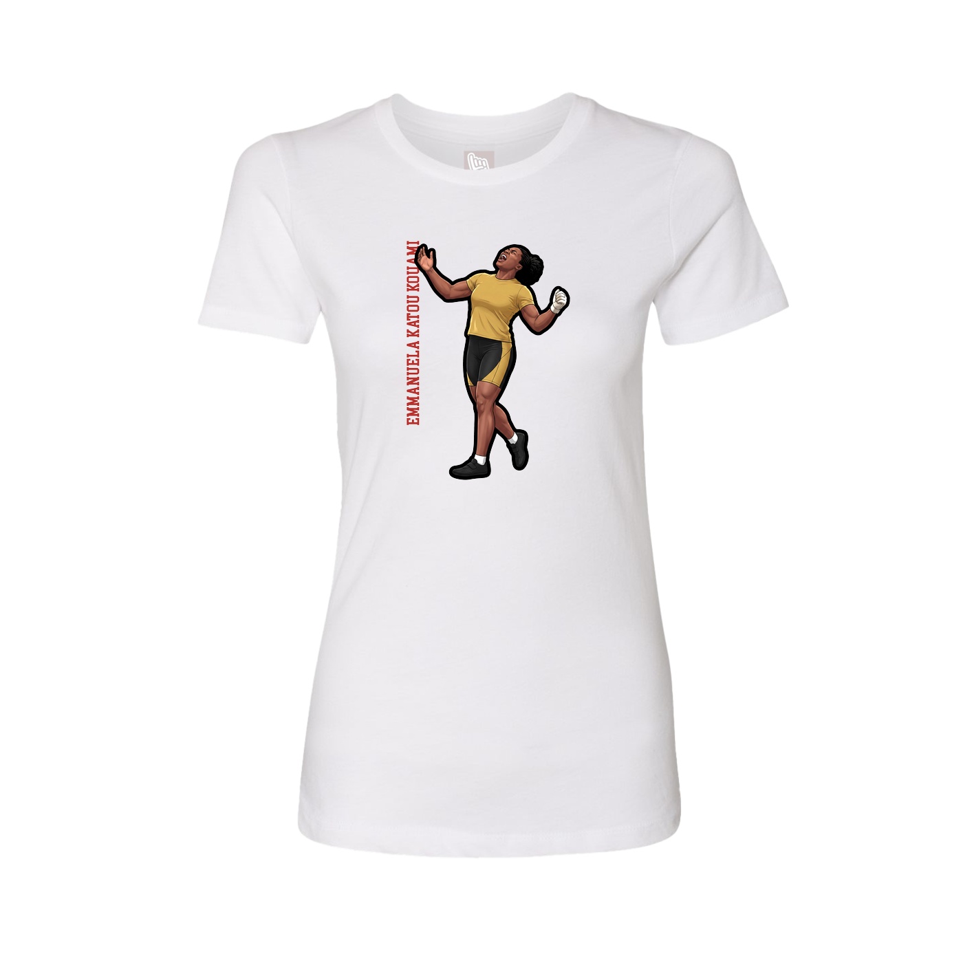Fitted Women's Tee — Name Vertical in White