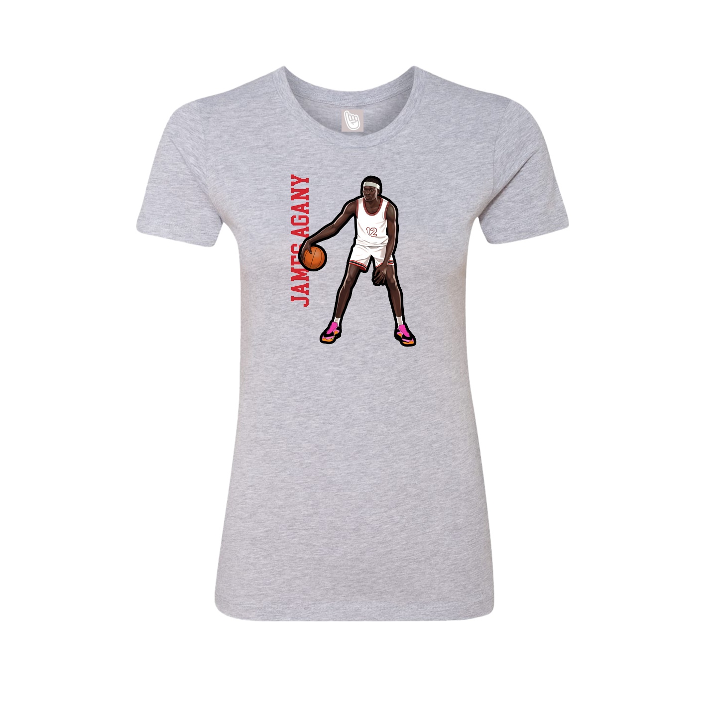 Fitted Women's Tee — Name Vertical in Grey