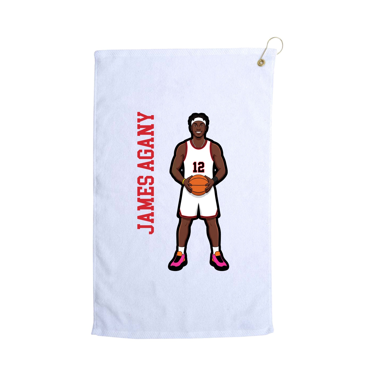 Golf Towel — Name Vertical in White