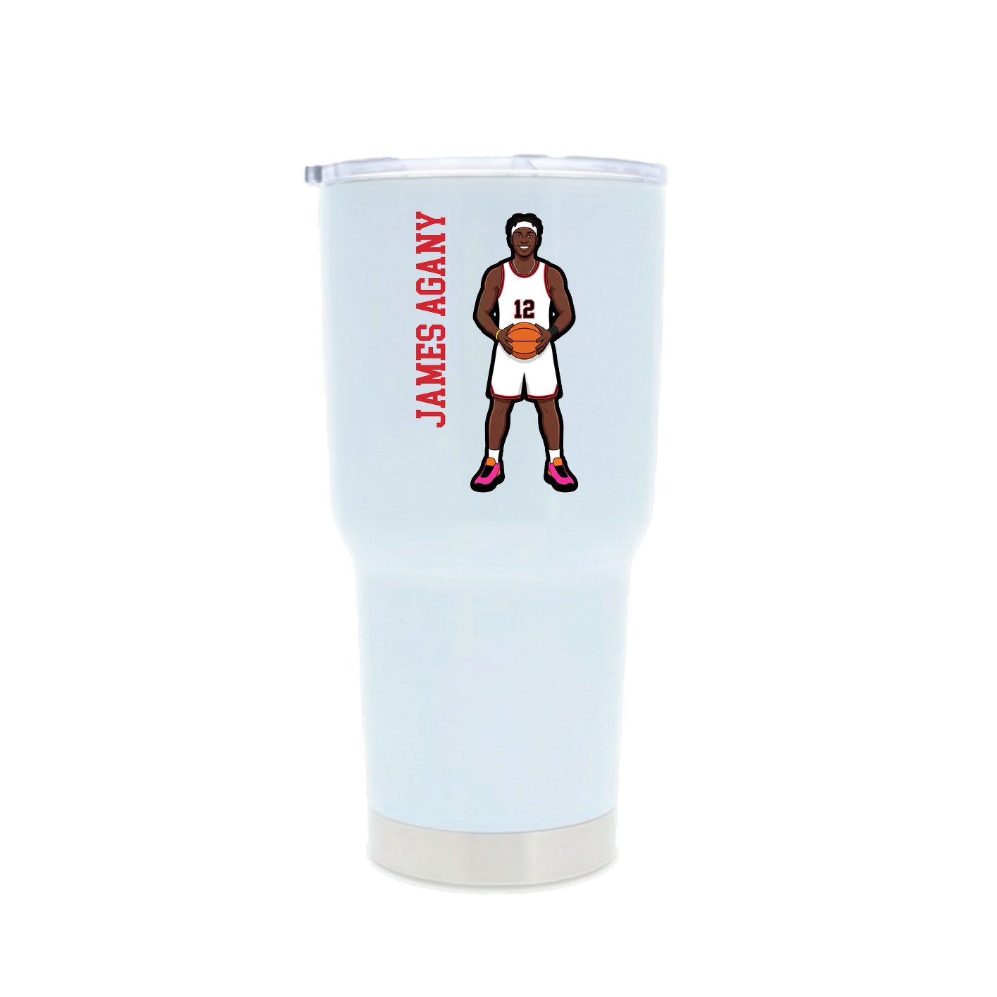 30oz Stainless Steel Tumbler — Name Vertical in White