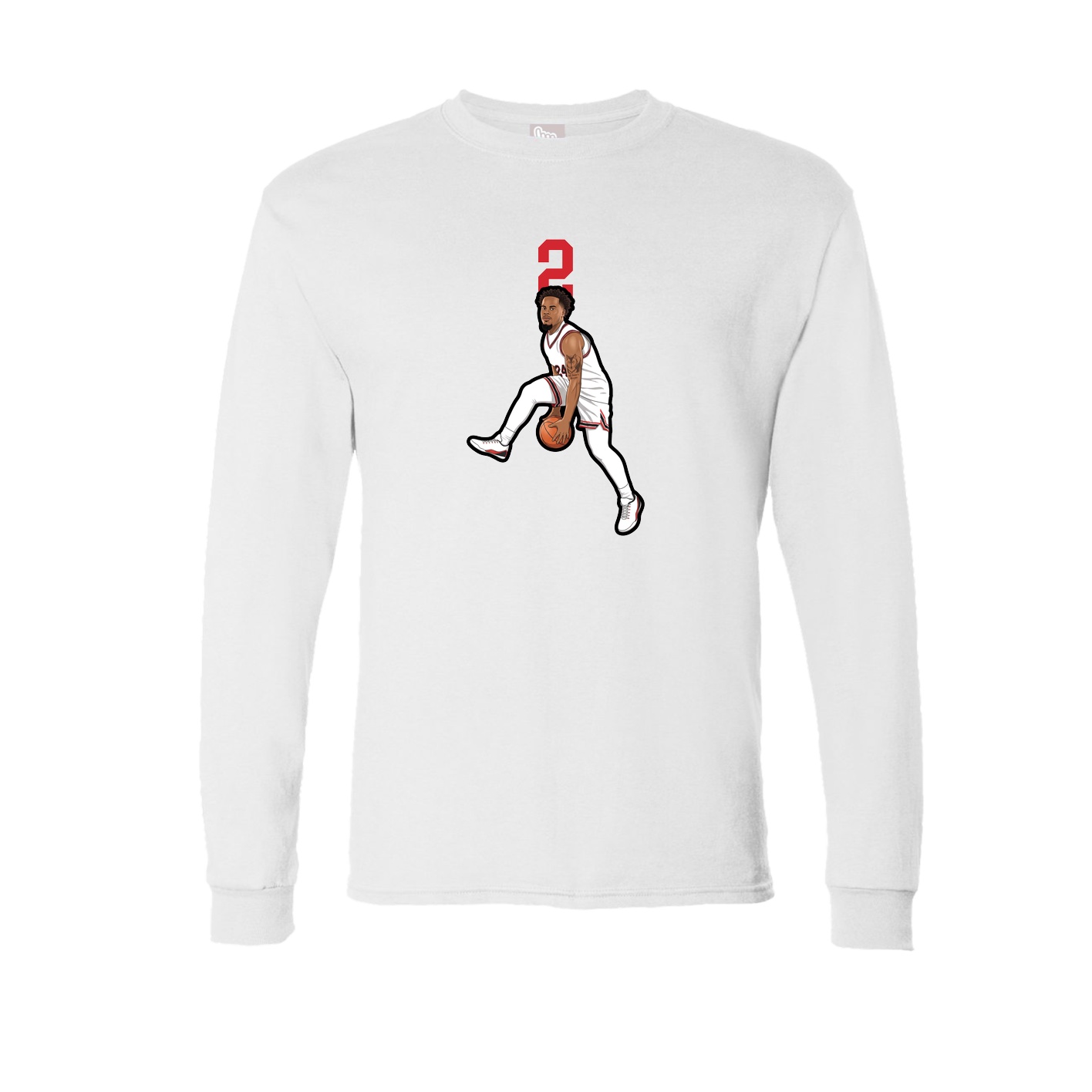 Long Sleeve Tee — Number Top in White